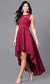 Sleeveless High-Low Lace Semi-Formal Dress- PromGirl