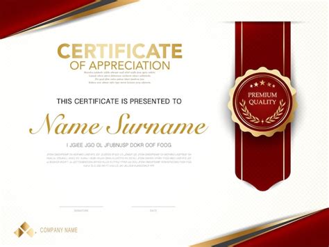 Premium Vector Diploma Certificate Template Red And Gold Color With