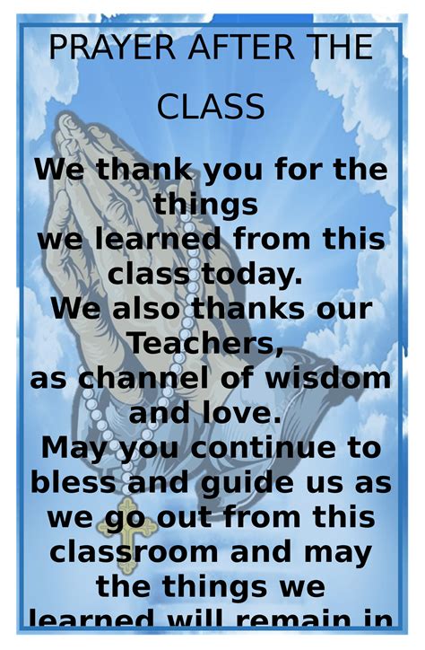 Prayer Before And After Class Prayer After The Class We Thank You For