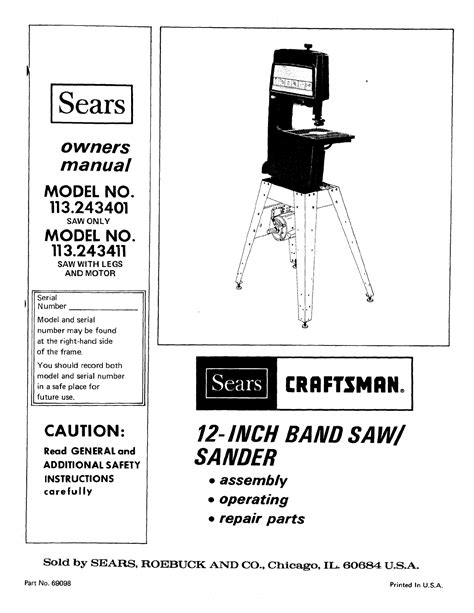 Craftsman Inch Band Saw Parts Diagram Reviewmotors Co