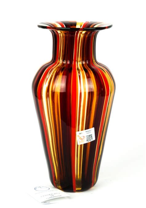 Vintage Red Murano Glass Vase Oleon Made Murano Glass