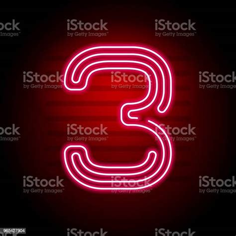 Realistic Red Neon Number Number With Neon Tube Light On Dark Background Vector Neon Typeface