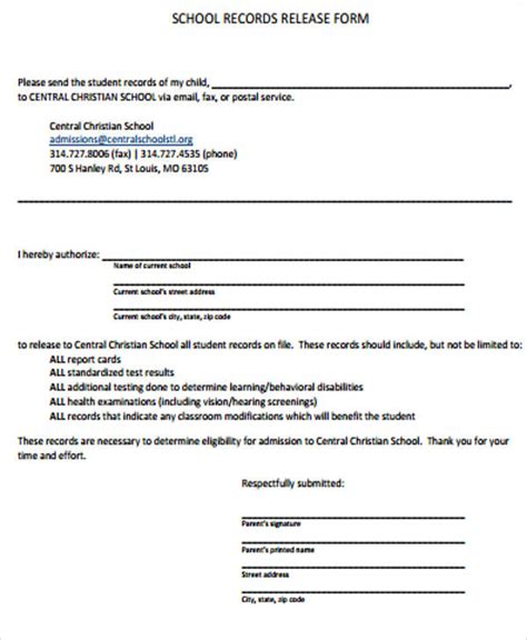 Records Release Form Template