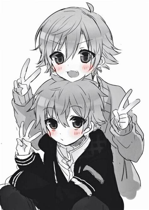 Anime Boy Twins Animasi Drawing Gambar