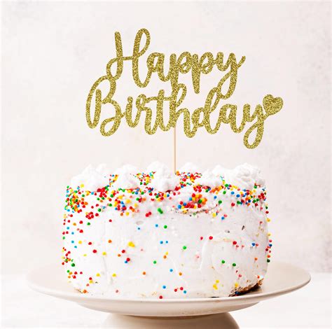 Happy Birthday Glitter Cake Topper Cake And Birthday Etsy