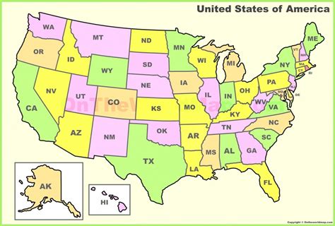 United States Map State Abbreviations Refrence Us Abbreviation Quiz