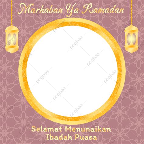 Moldura Islâmica Marhaban Ya Ramadan Saudação Com Lanterna Png