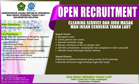 Situs lowongan kerja loker.id hadir sejak 2007 mempermudah cari pekerjaan dan perekrutan karyawan. Info Loker MAN Insan Cendekia Tanah Laut