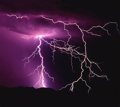 Purple Lightning Element Night Noisy Sky Thunder Hd Wallpaper