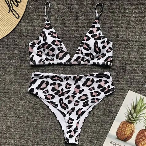 Summer Sexy Women Push Up Leopard Bikini Set Bra Padded Swimwear Bandage Lady Swimsuit Bathing