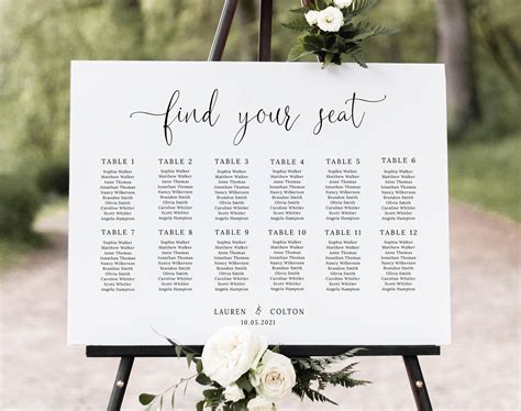 Wedding Seating Chart Wedding Table Plan Find Your Seat Sign