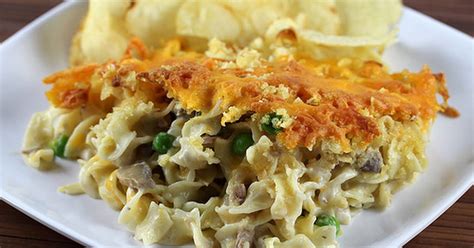 Campbell's® condensed cream of mushroom soup flavors a creamy sauce that is mixed with tuna, egg noodles and peas, topped with a crunchy bread crumb topping and baked to perfection. 10 Best Tuna Casserole with Cream of Mushroom Soup and Potato Chips Recipes