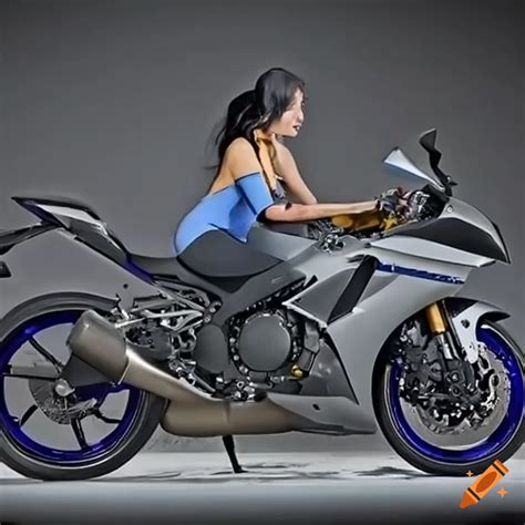 Woman Riding A Yamaha R1 M Motorcycle