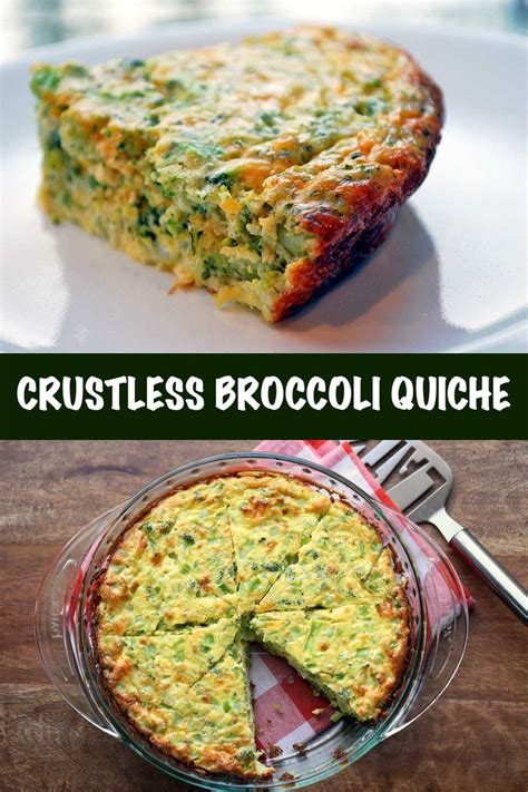 Broccoli Quiche On A Plate With The Words Crustless Broccoli Quiche