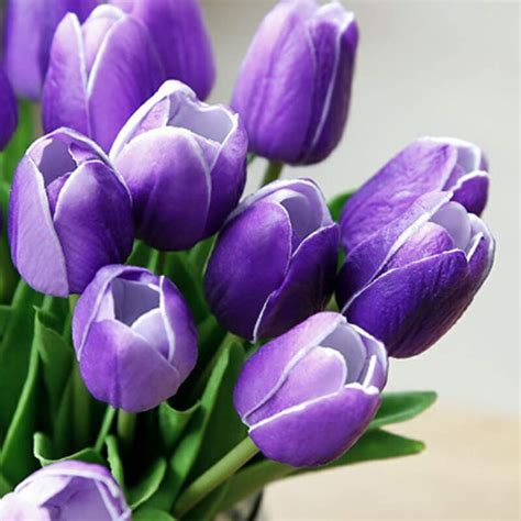 pu real touch tulips artificial flowers 10 pcs flowers arrangement bouquet for home office