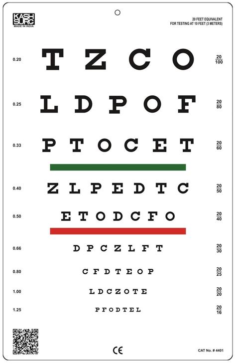 Snellen Chart With Red Green Lines 10 Feet Buy Online In Indonesia At