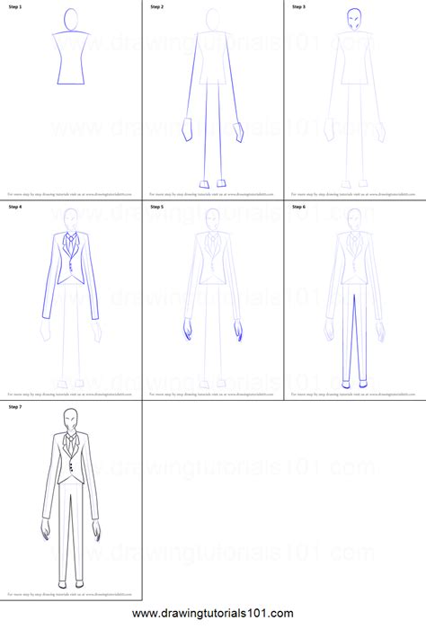 Finish up by drawing the tie, and shirt collar. How to Draw Slender Man printable step by step drawing ...