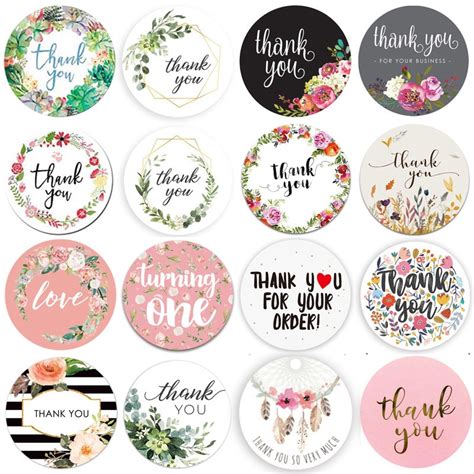 500pcsroll Floral Thank You Sticker Paper Label Stickers Scrapbooking