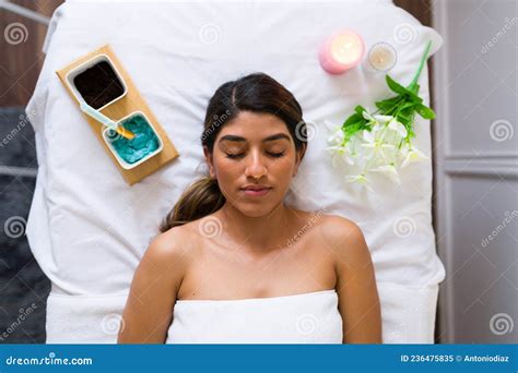 Relaxed Woman Ready For A Massage Stock Image Image Of Therapy Happy