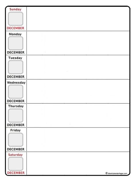 December Daily Calendar Printable Planner Weekly Calendar Template