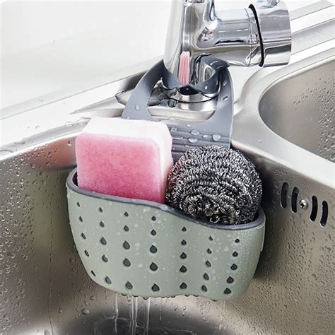 Double Hollowed Out Suction Cup Sink Rack Soap Sponge Drain Rack
