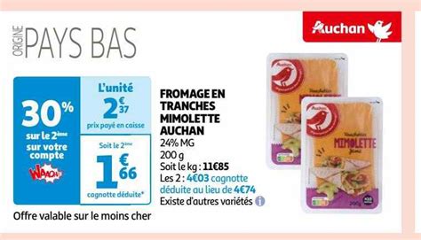 Promo Fromage En Tranches Mimolette Auchan Chez Auchan ICatalogue Fr