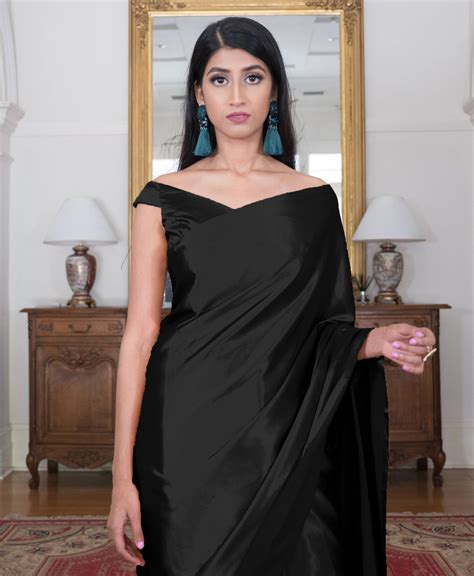 Designer Solid Plain Pure Satin Silk Saree Girlish Sari For Etsy