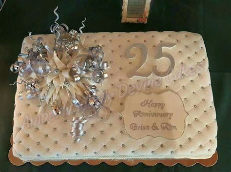 25th Anniversary Quilted Sheet Cake With Silver Explosion Topper