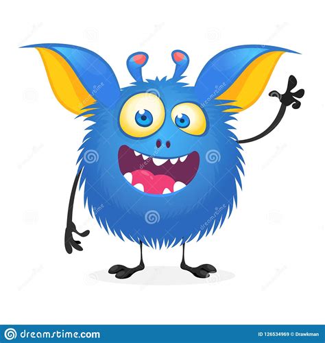 Cute Cartoon Monster With Big Smile Vector Funny Monster