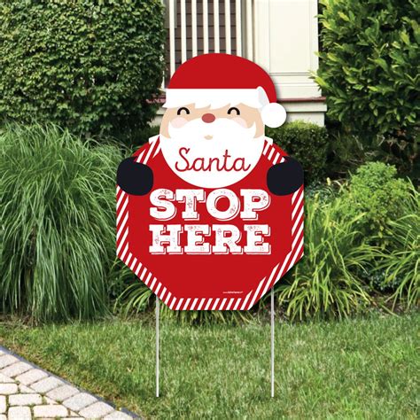 Jolly Santa Claus Santa Stop Here Yard Sign Christmas Welcome Yard