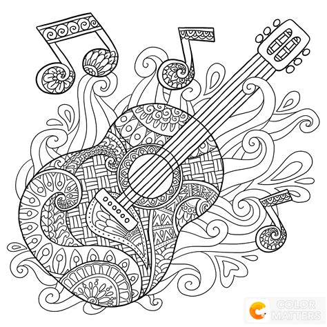 Guitar Coloring Page Free Printable Color