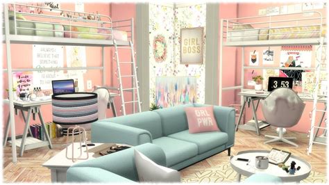 The Sims 4 Girly College Dorm Room Cc Links Youtube Sims 4 Cc