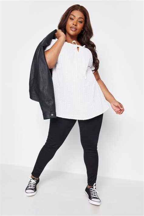 Yours Plus Size White Dobby Gypsy Top Yours Clothing