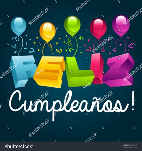 Feliz Cumpleanos Happy Birthday Spanish Stock Vector Royalty Free