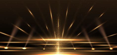 Elegant Golden Stage Vertical Glowing With Lighting Effect Sparkle On