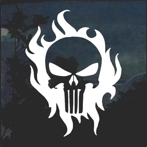 Punisher Skull Flam Window Decal Sticker For Cars And Trucks Custom