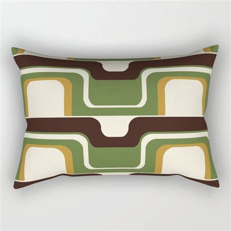 Mid Century Modern Meets 1970s Green Rectangular Pillow By
