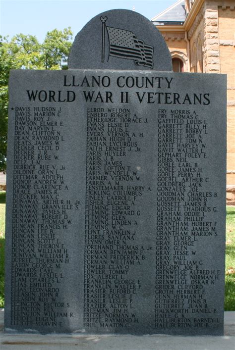 Maritimequest Llano County World War 2 Veterans Memorial