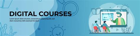 Digital Courses Web Banner Design Student Watching Online Courses