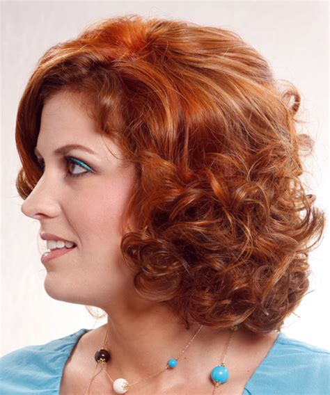 Medium Curly Formal Hairstyle Light Ginger Red Hair Color