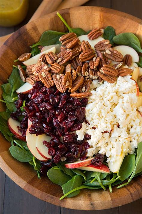 Apple Pecan Feta Spinach Salad With Maple Cider Vinaigrette Cooking