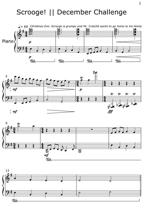 scrooge december challenge sheet music for piano