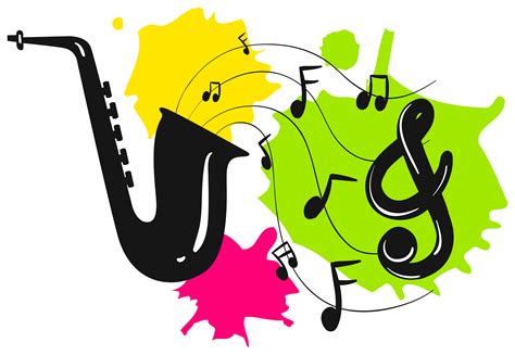 Silhouette Saxophone With Music Notes 445457 Vector Art At Vecteezy