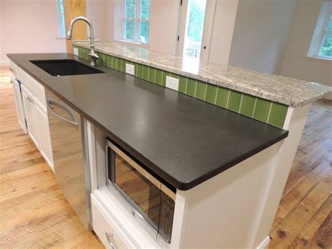 Absolute Black Granite Kitchen Countertop With Leather Finishing