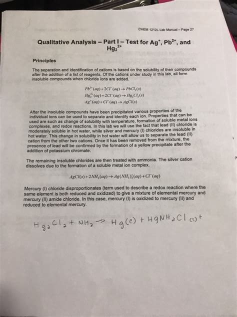 Solved: CHEM 1212L Lab Manual Page 27 Qualitative Analysis... | Chegg.com