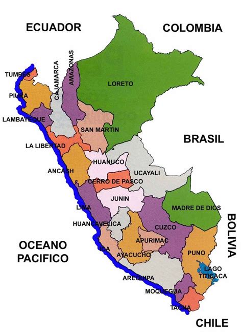 Mapa Del Perú Político Regiones Departamentos Relieve Para