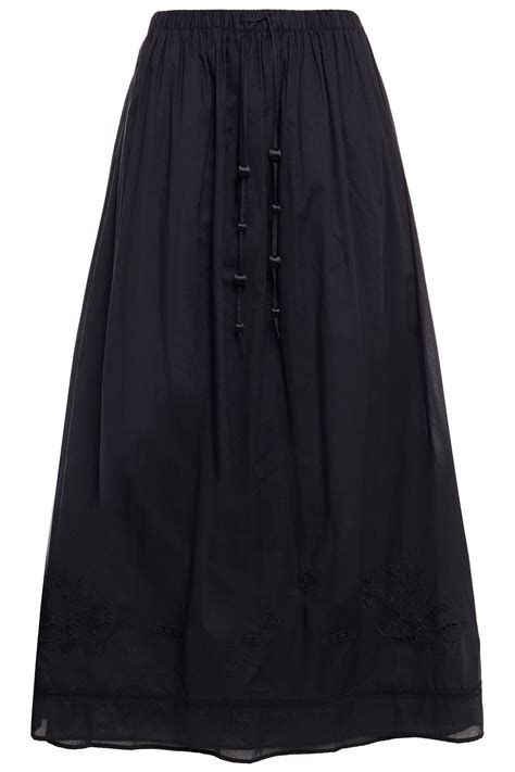 The tory burch private sale is finally back. Black Embroidered cotton-voile midi skirt | Sale up to 70% ...