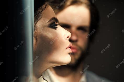 Premium Photo Prelude Couple In Love Woman Face Profile With Blurred Man On Background