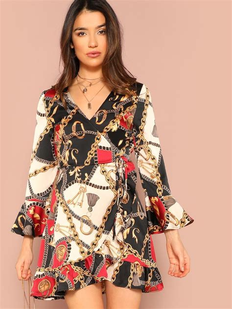 Very Extra Classy Chain Print Style Dress Scarf Print Perfect Outfit For Recreate And Versace