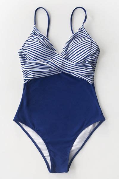 Blue And Stripe One Piece Swimsuit Swimsuits One Piece Swimsuit